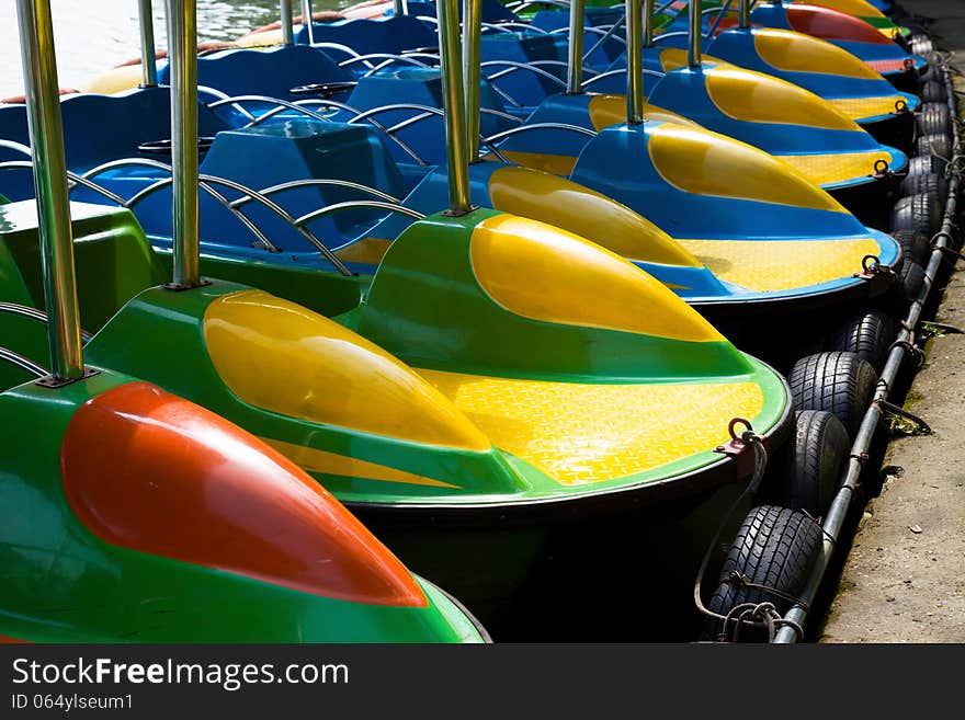 Colorful cruise boats