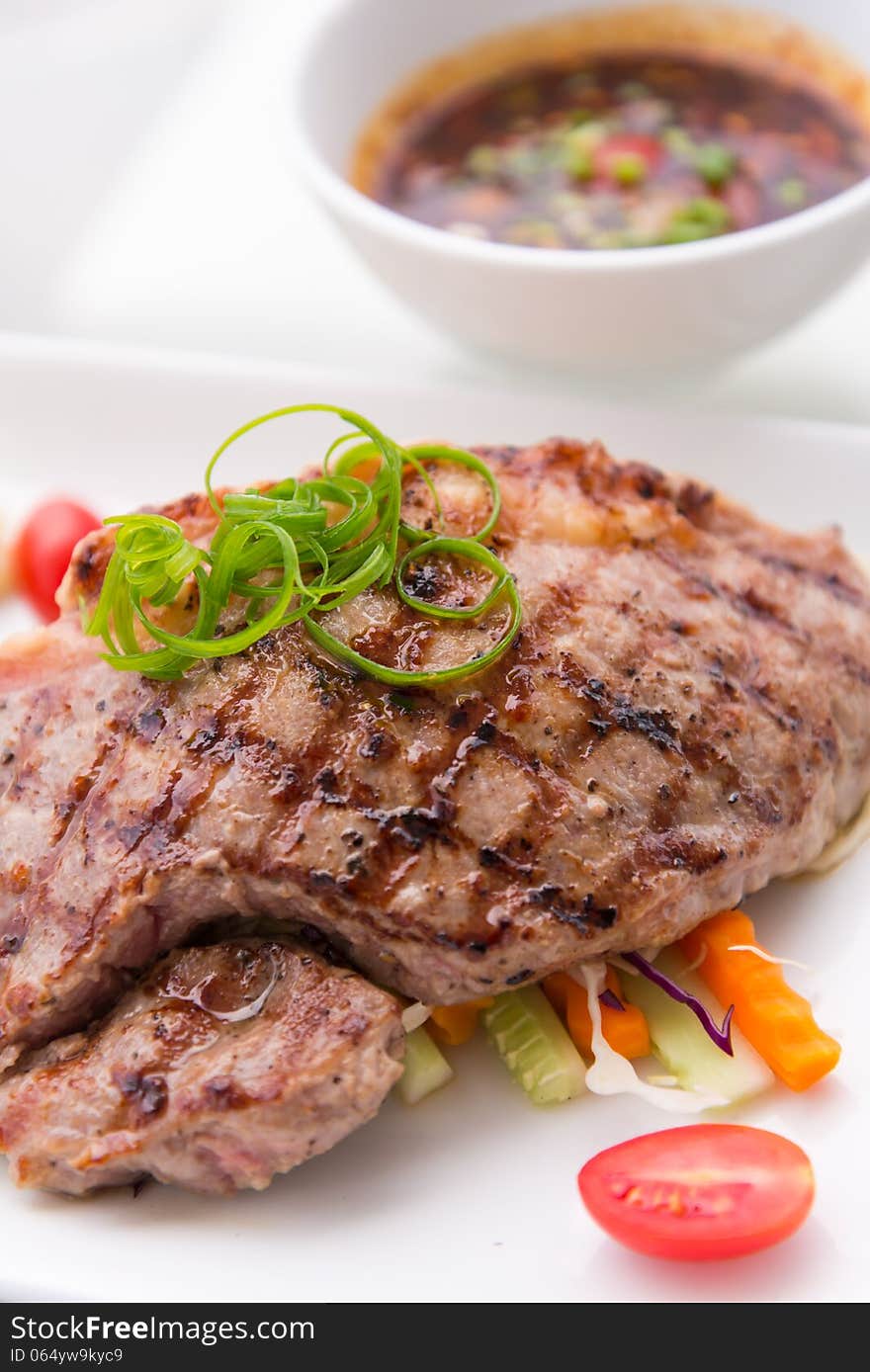 Grilled beef pork steak