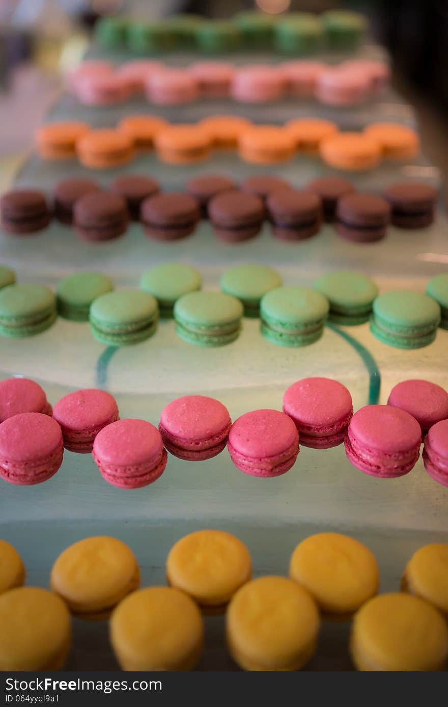 Variety of macaroon in buffet line