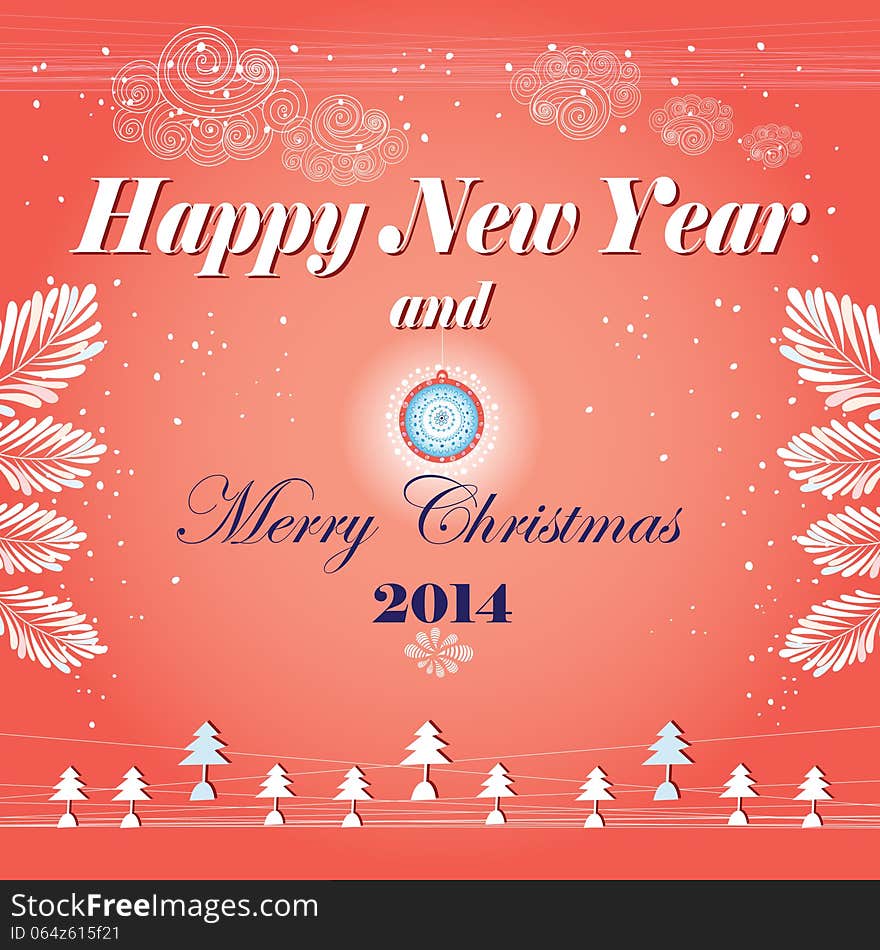 New Years greeting card with