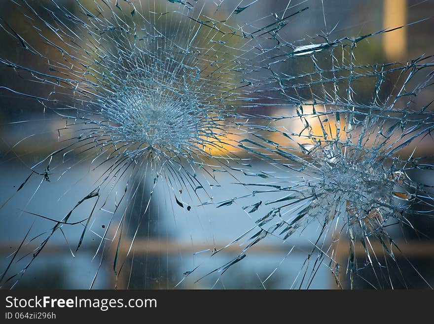 Close up view of a broken glass