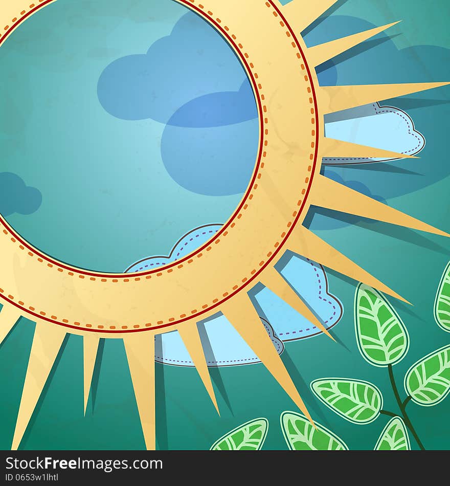 Sun And Clouds. Vector Illustration. Eps 10.