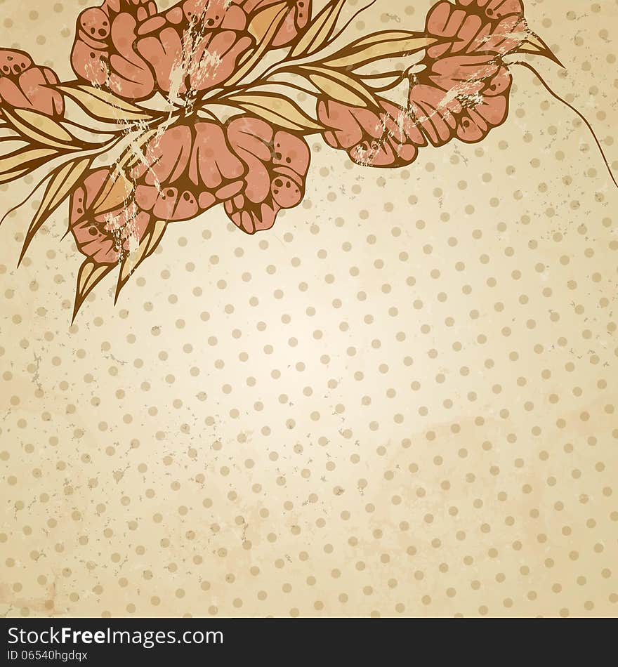 Abstract Floral Illustration With Tulips On Beige Background. Vector Illustration. Eps 10.