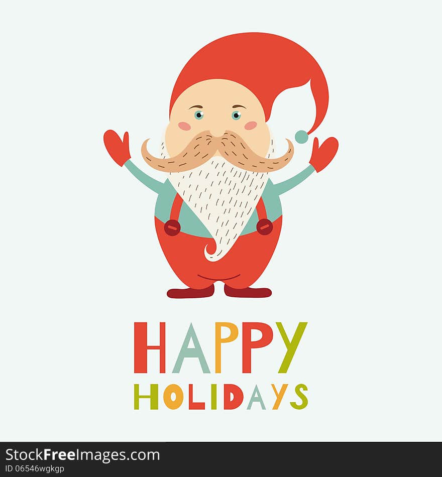 Vector Santa Claus. Illustration for retro christmas card.