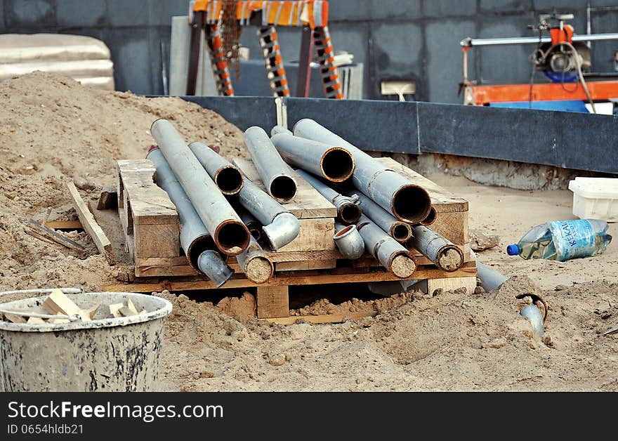 Pipes at a construction site