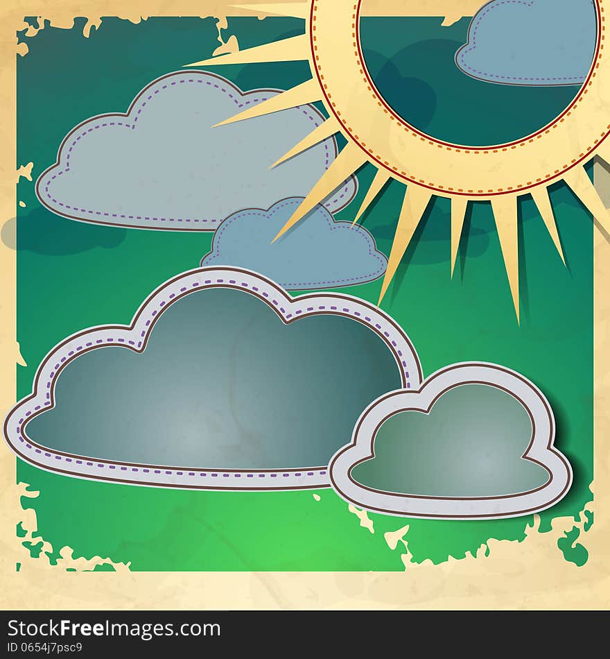 Sun And Clouds. Vector Illustration. Eps 10.