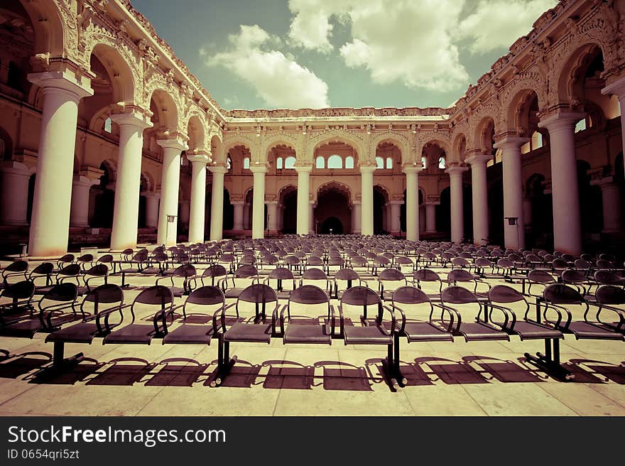 Outdoors concert hall with ancient columns