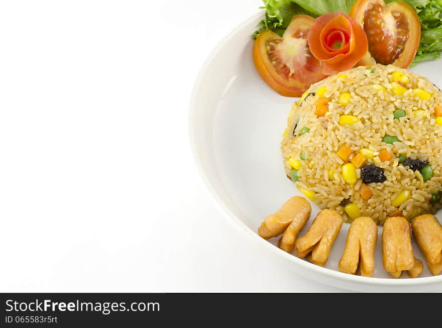 American fried rice isolated on white