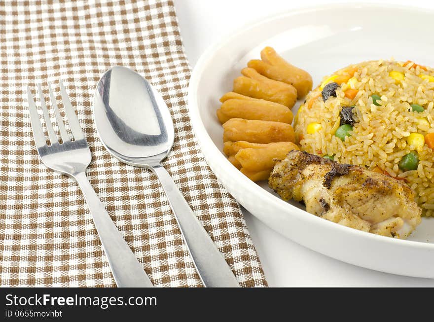 Main food American fried rice isolated on white background