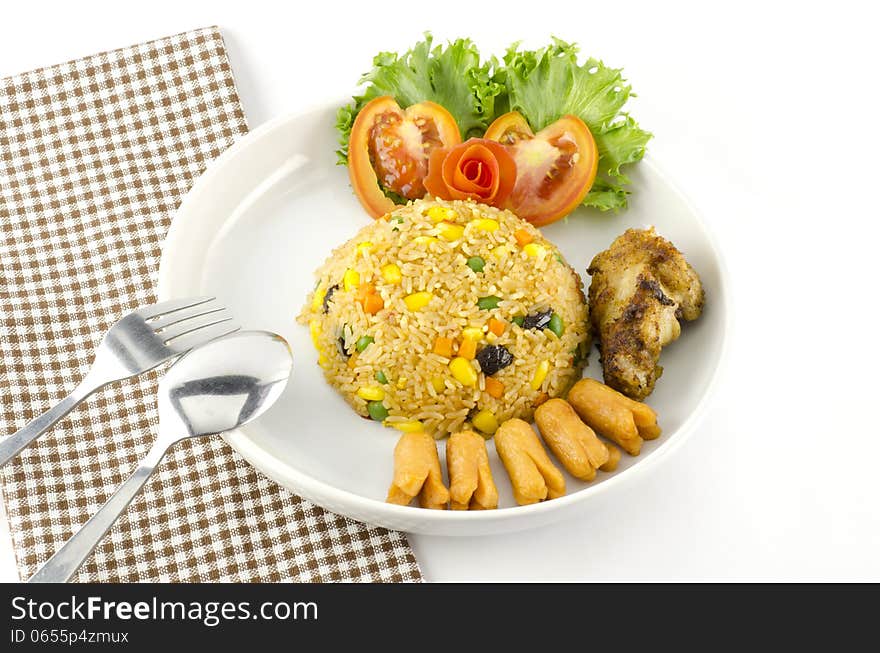 Main food American fried rice isolated on white background