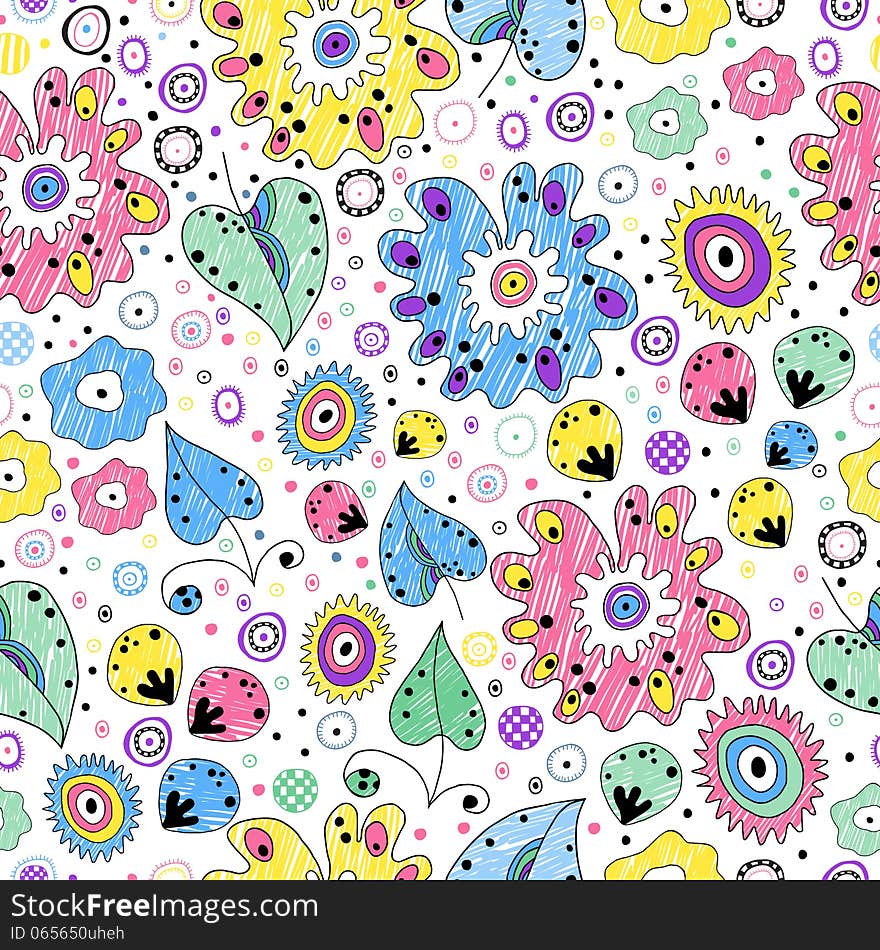 Bright Seamless Floral Pattern Painted Markers