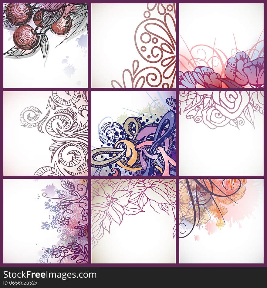 Set Of Floral Backgrounds. Vector Illustration. Eps 10.