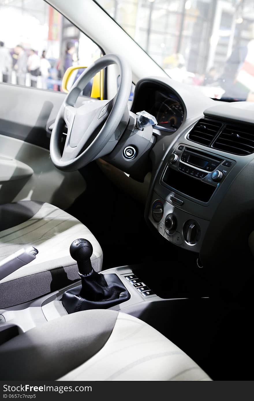 Car interior design:the front seat and control panel. Car interior design:the front seat and control panel