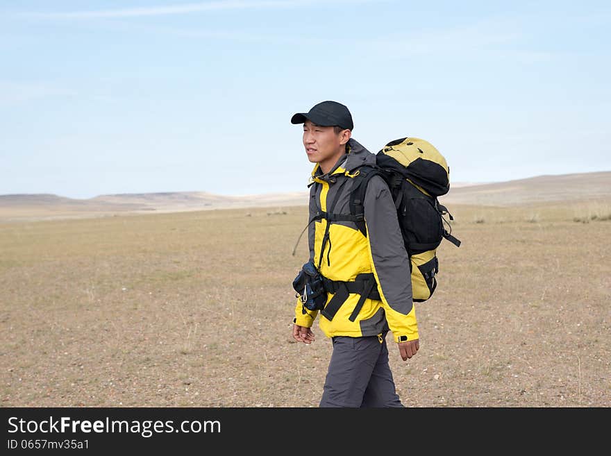 Hike in autumn grasslands of Inner Mongolia. Hike in autumn grasslands of Inner Mongolia