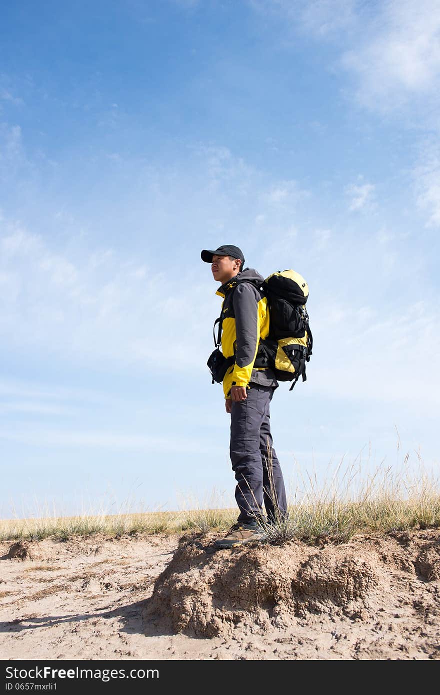 Hike in autumn grasslands of Inner Mongolia. Hike in autumn grasslands of Inner Mongolia