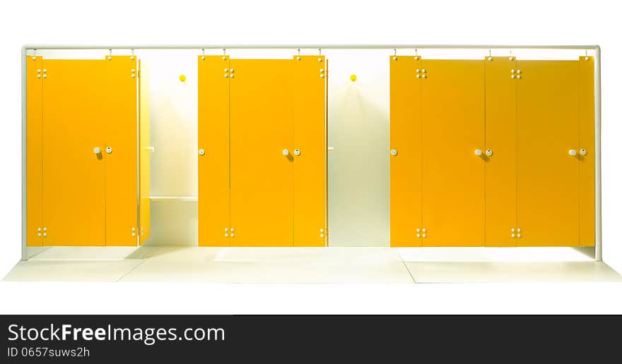 Empty sport dressing room in the gyms for changing dress, the image isolated on white background. Empty sport dressing room in the gyms for changing dress, the image isolated on white background