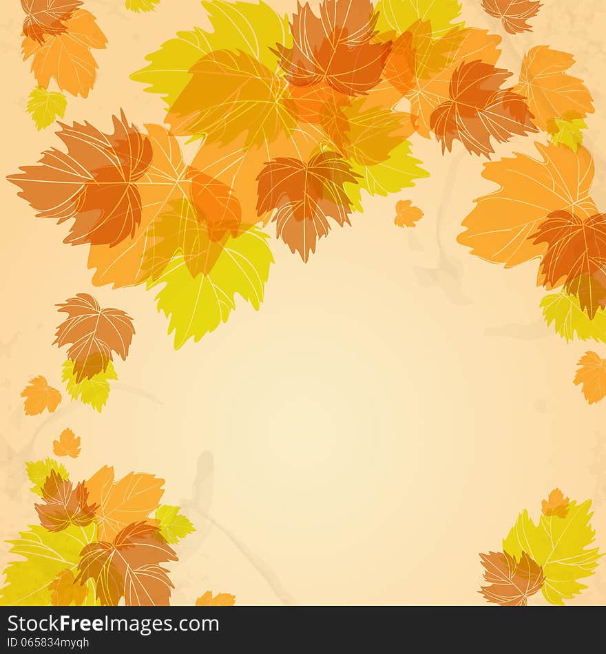 Autumn Background With Leaves. Vector Illustration. Eps 10.