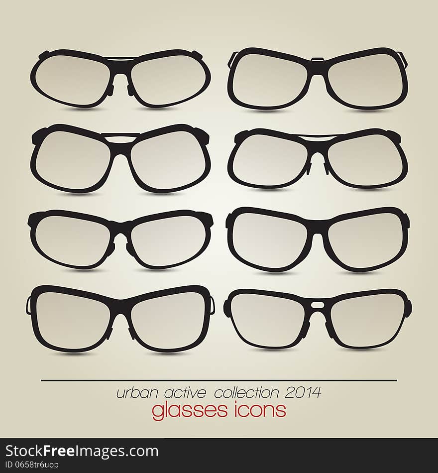 New set of vector glasses can use like contemporary design icons. New set of vector glasses can use like contemporary design icons