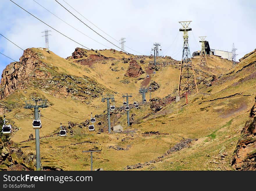 Image of funicular in Caucasus mountains