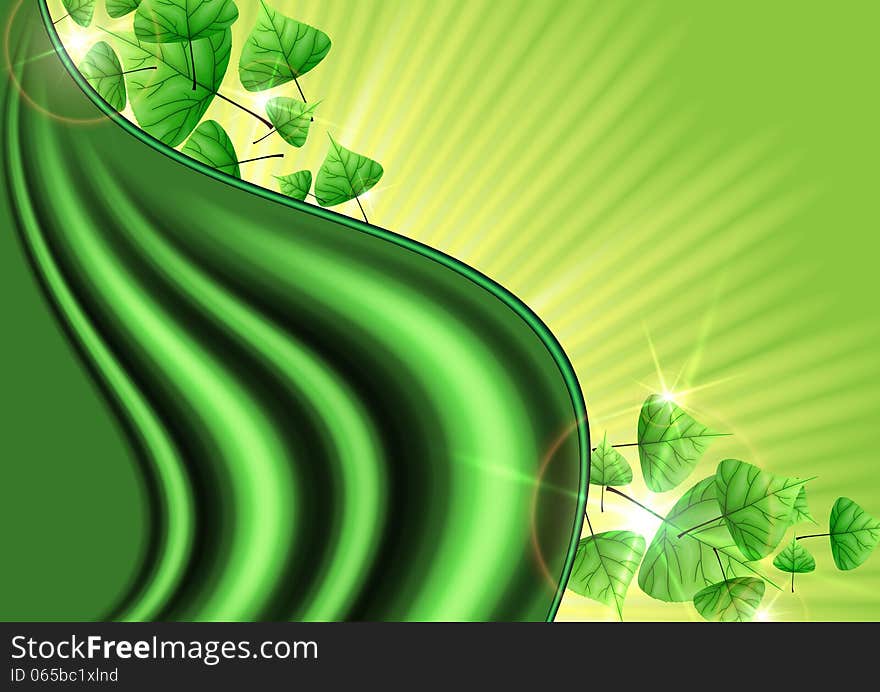 Eco Green Background With Leaves.