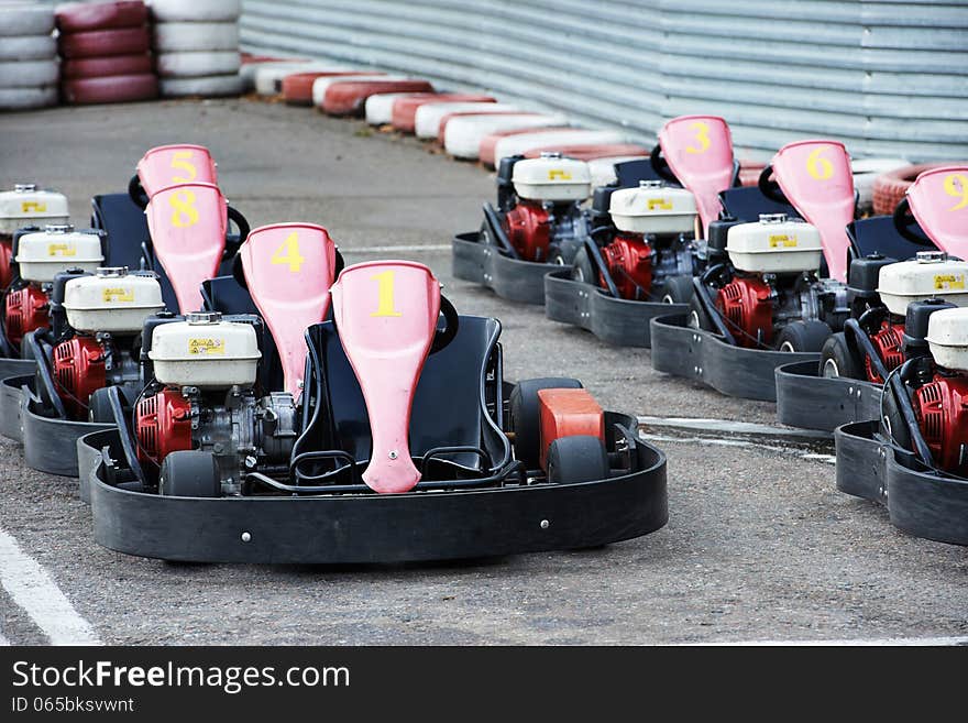 Machine kart before the start. Machine kart before the start