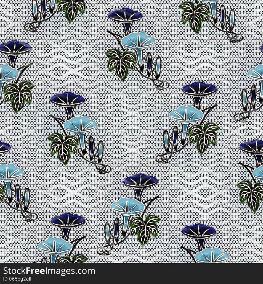 SEAMLESS FLORAL PATTERN WITH FISHNET BACKGROUND. SEAMLESS FLORAL PATTERN WITH FISHNET BACKGROUND