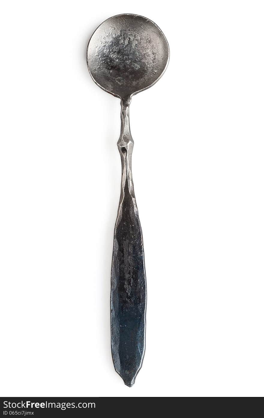 Iron teaspoon facet, on white background with clipping path