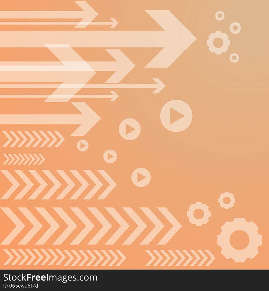 Abstract arrow on orange background.