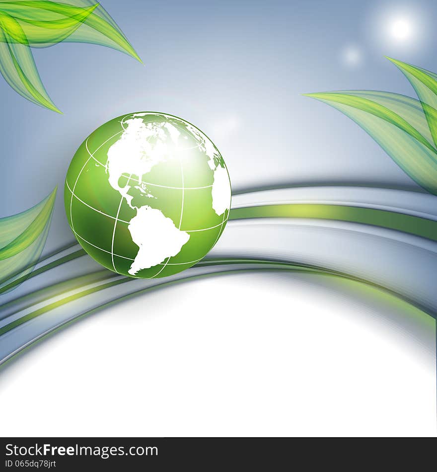 Floral environmental vector frame with globe. Eps10