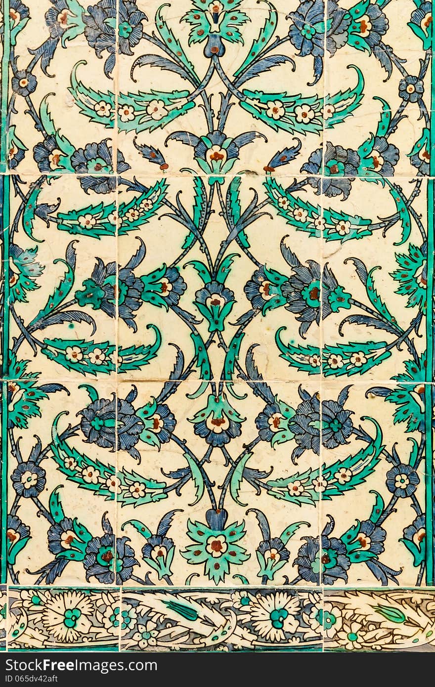 Ottoman tiles from the Topkapi Palace, Istanbul, Turkey. Ottoman tiles from the Topkapi Palace, Istanbul, Turkey