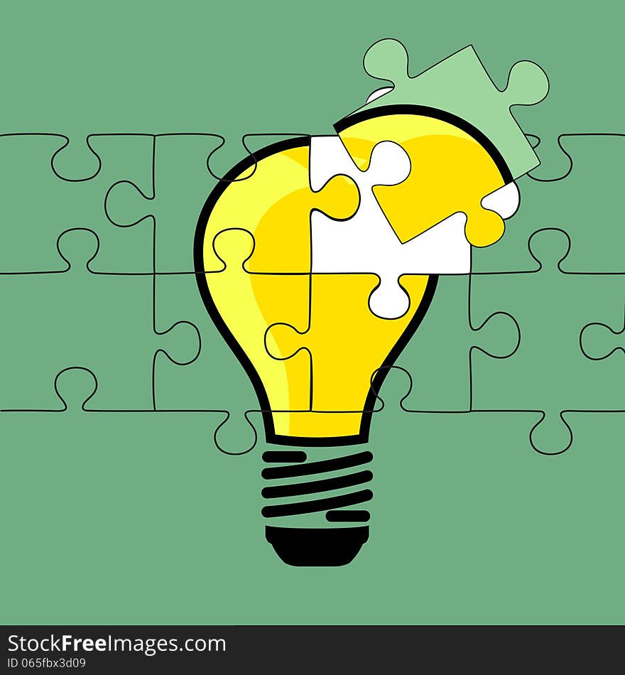 Abstract Puzzle Solution with the lamp illustration vecter design EPS10. Abstract Puzzle Solution with the lamp illustration vecter design EPS10