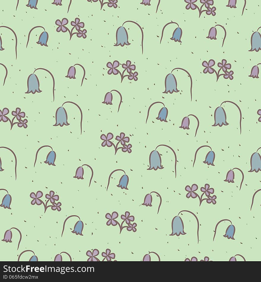 Seamless floral pattern with flowers bells.