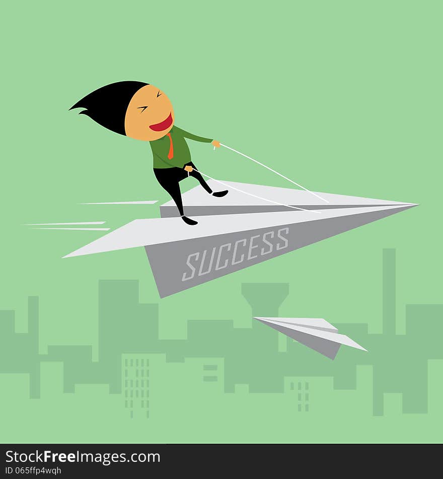 Businessman riding a paper airplane, The business concept for success, Illustration design EPS10. Businessman riding a paper airplane, The business concept for success, Illustration design EPS10