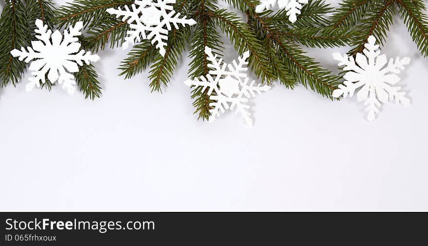 Snowflakes relating to twigs of the spruce