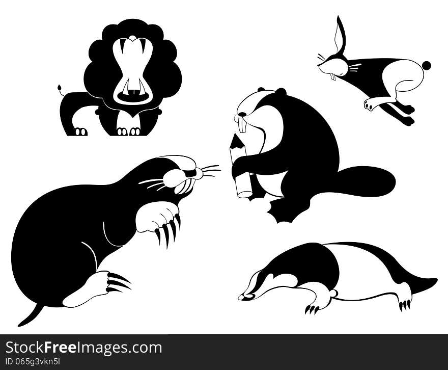 Vector original art animal silhouettes collection for design