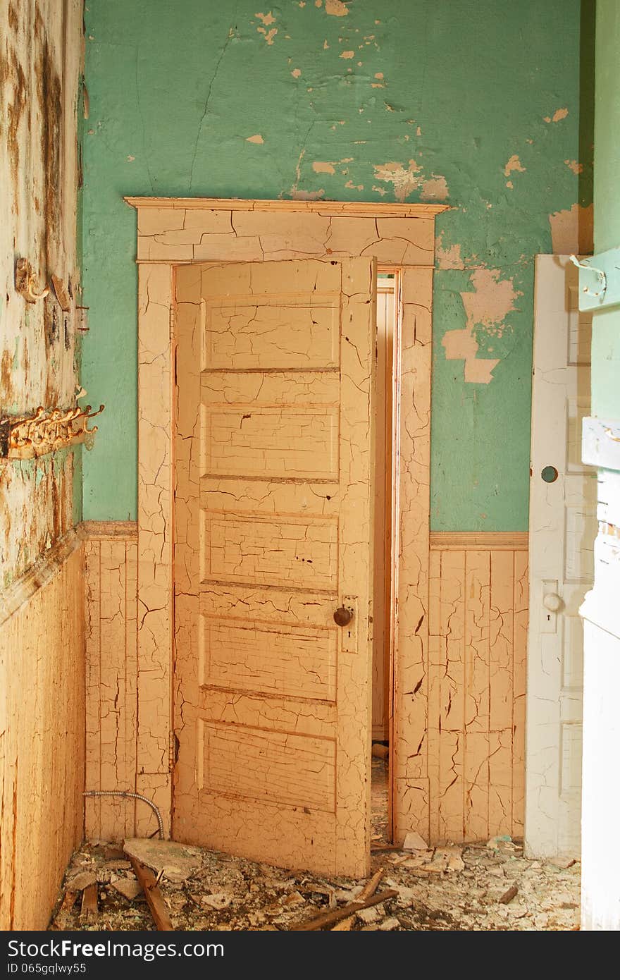 An Old Door With Peeling Paint