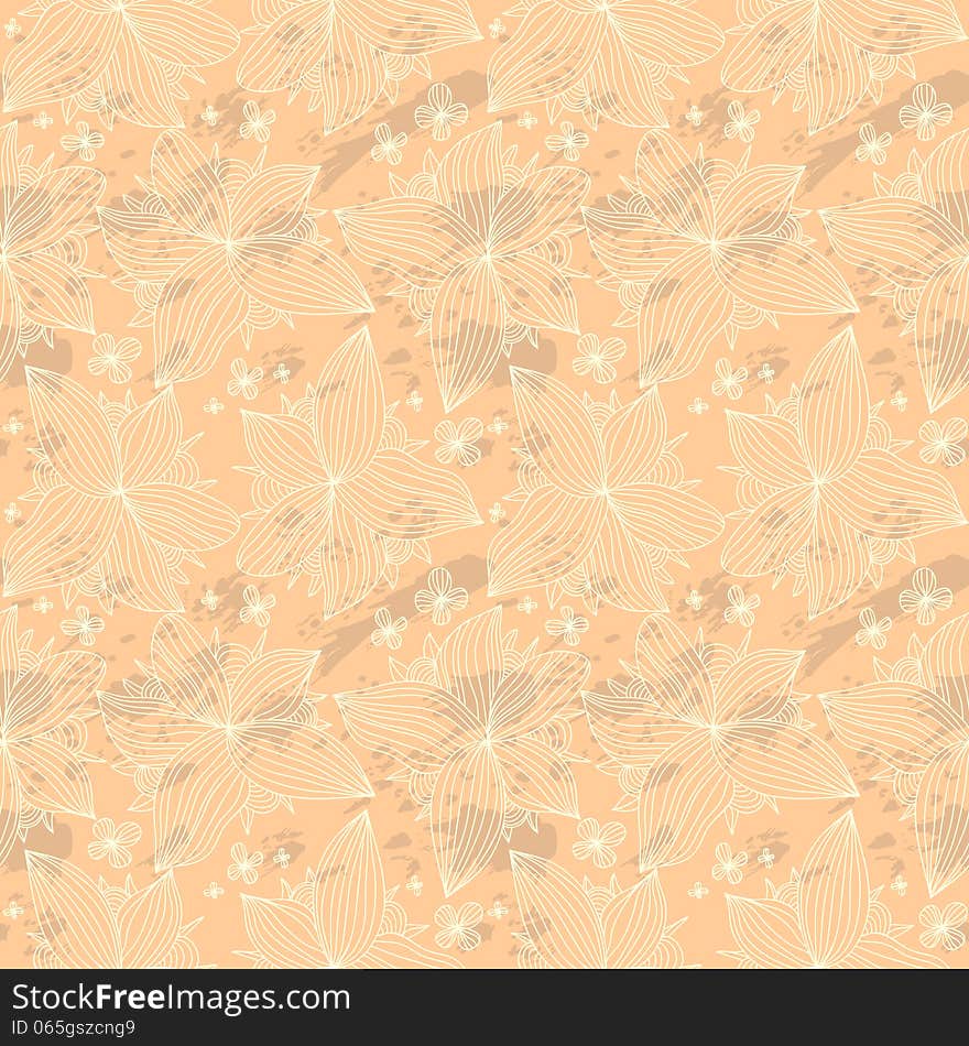 Seamless floral grungy texture with white stylized flowers. Seamless floral grungy texture with white stylized flowers