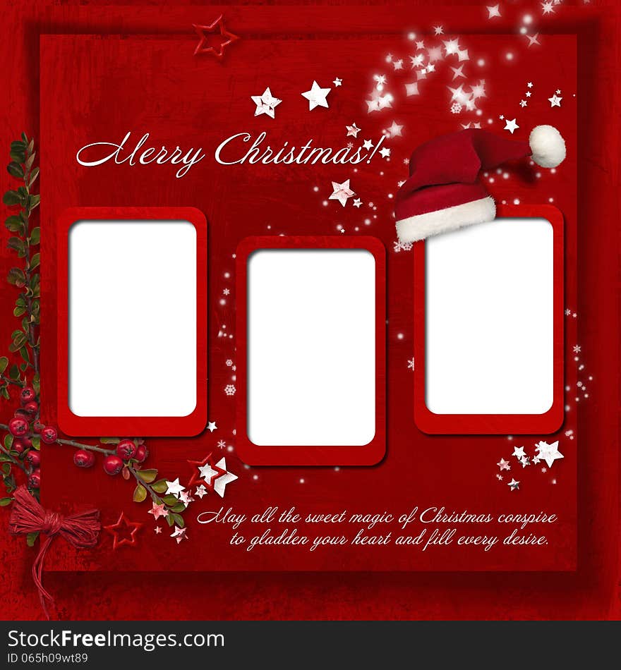 Christmas beautiful vintage background with photo-frames. Christmas beautiful vintage background with photo-frames