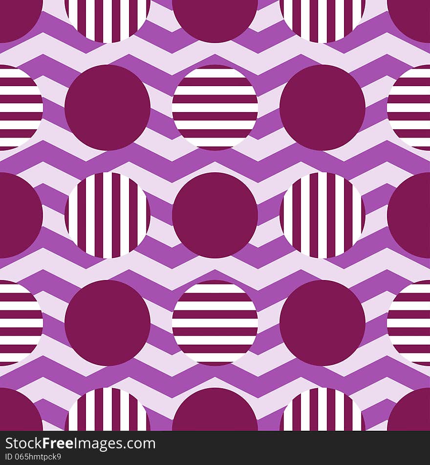 Abstract Geometric Pattern Circles And Zigzag