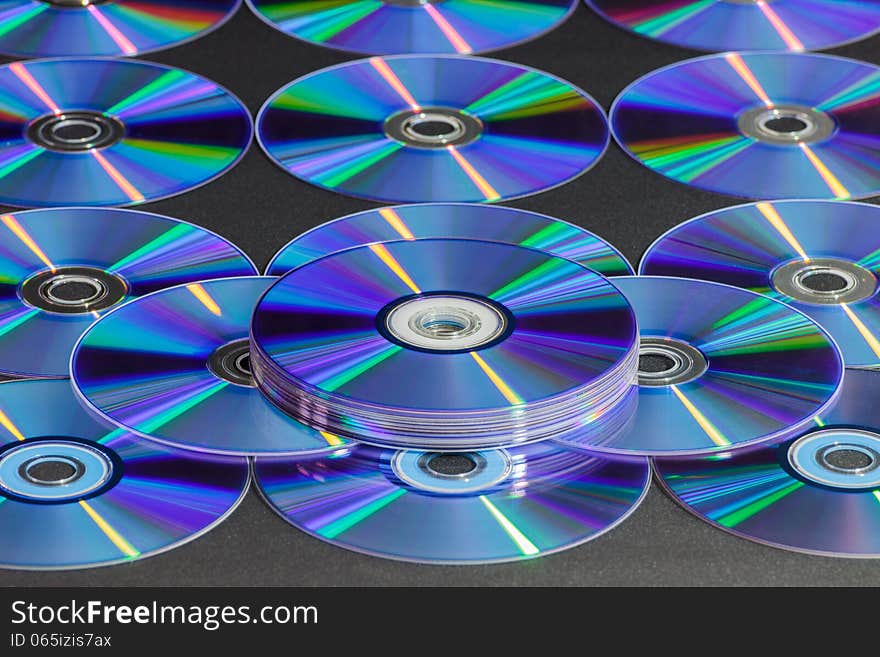 CD or DVD disc over gray background