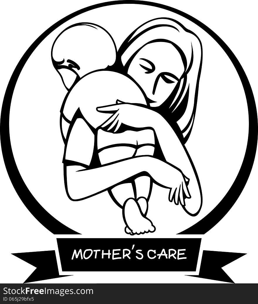 Silhouette icon sign a mothers care, illustration by design EPS10. Silhouette icon sign a mothers care, illustration by design EPS10.