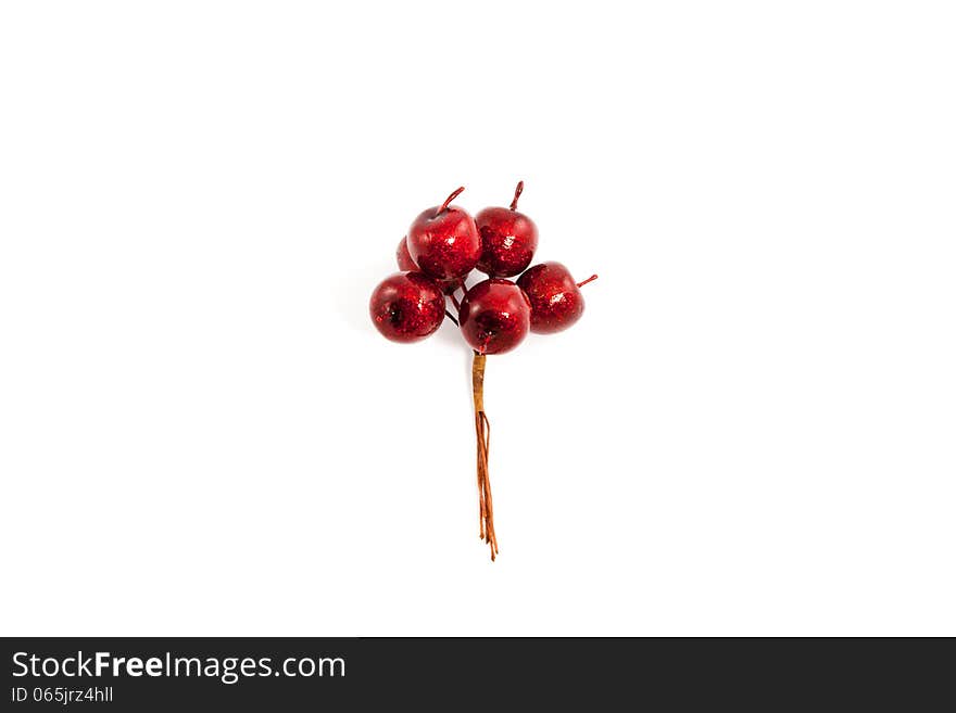 Red Christmas toys on a white background. Red Christmas toys on a white background