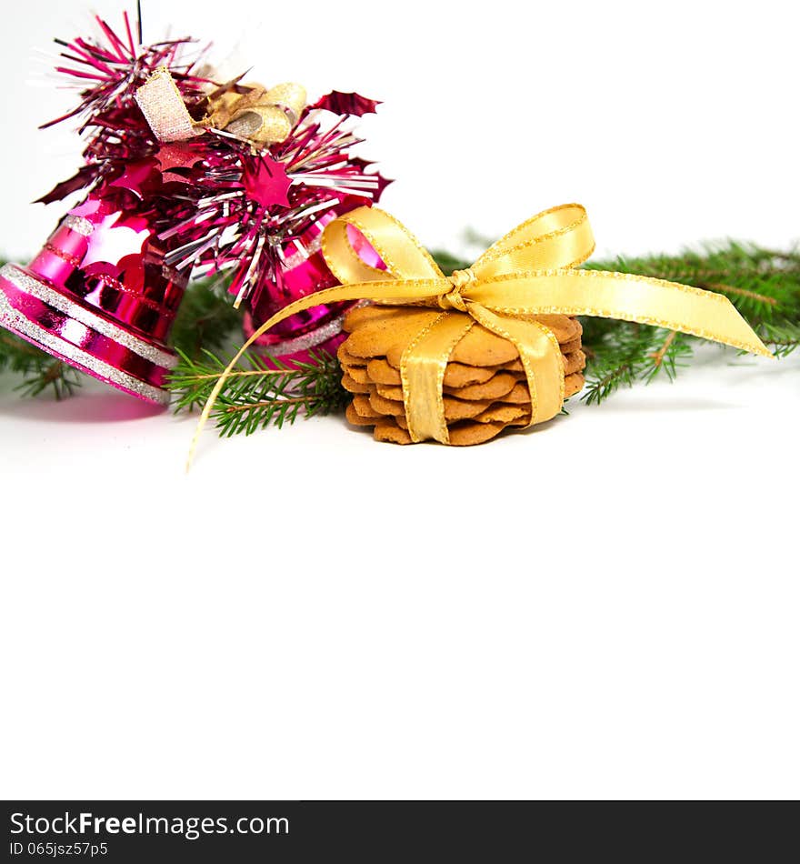 Xmas tree with toys on a white background. Xmas tree with toys on a white background