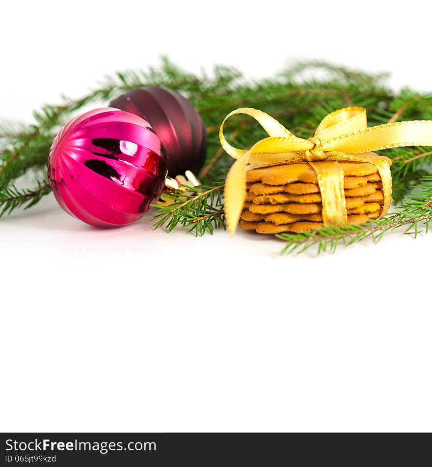 Xmas tree with toys on a white background. Xmas tree with toys on a white background