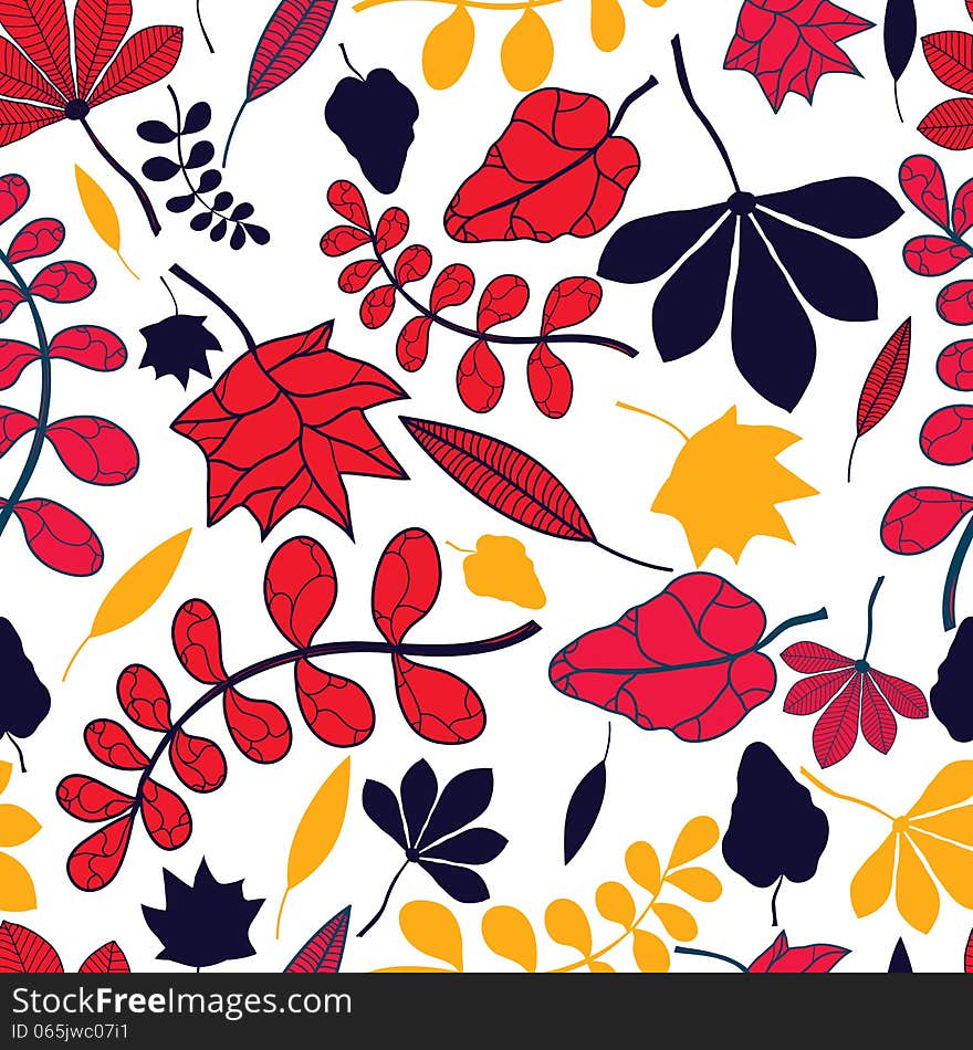 Seamless Autumnal Leaves Pattern