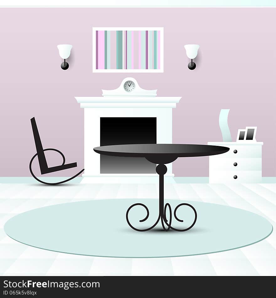 Living room decor vector illustration