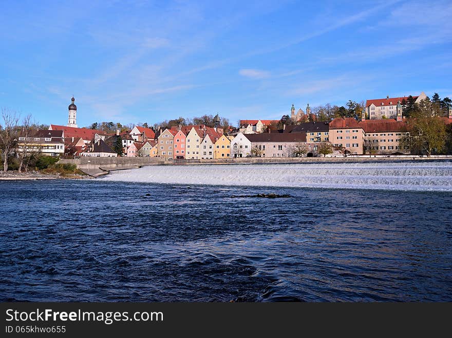 Warm morning in Landsberg am Lech in front of the river. Warm morning in Landsberg am Lech in front of the river