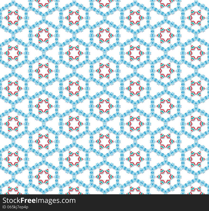 Abstract background of a stylized snowflake blue and red colors. Abstract background of a stylized snowflake blue and red colors