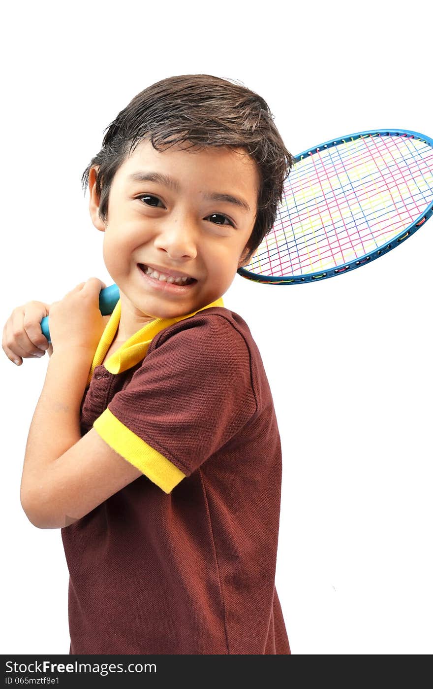 Sport boy play badminton