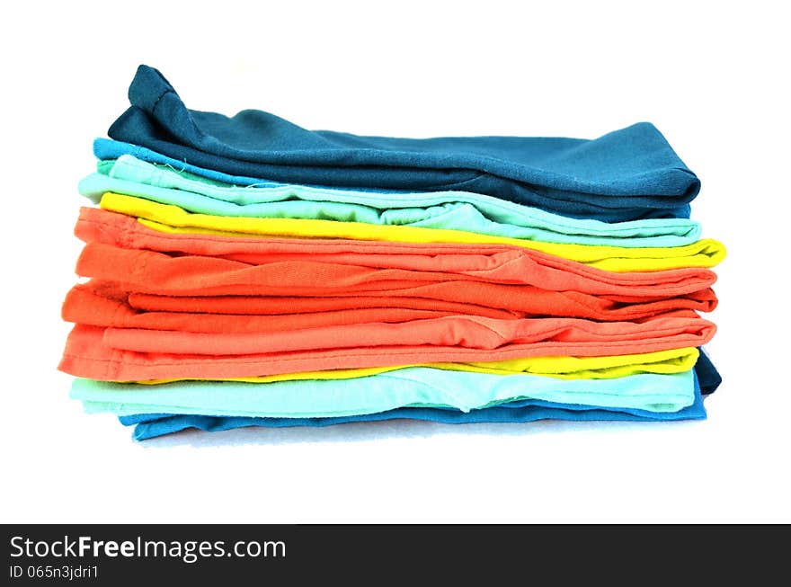 Colorful t-shirt on white background